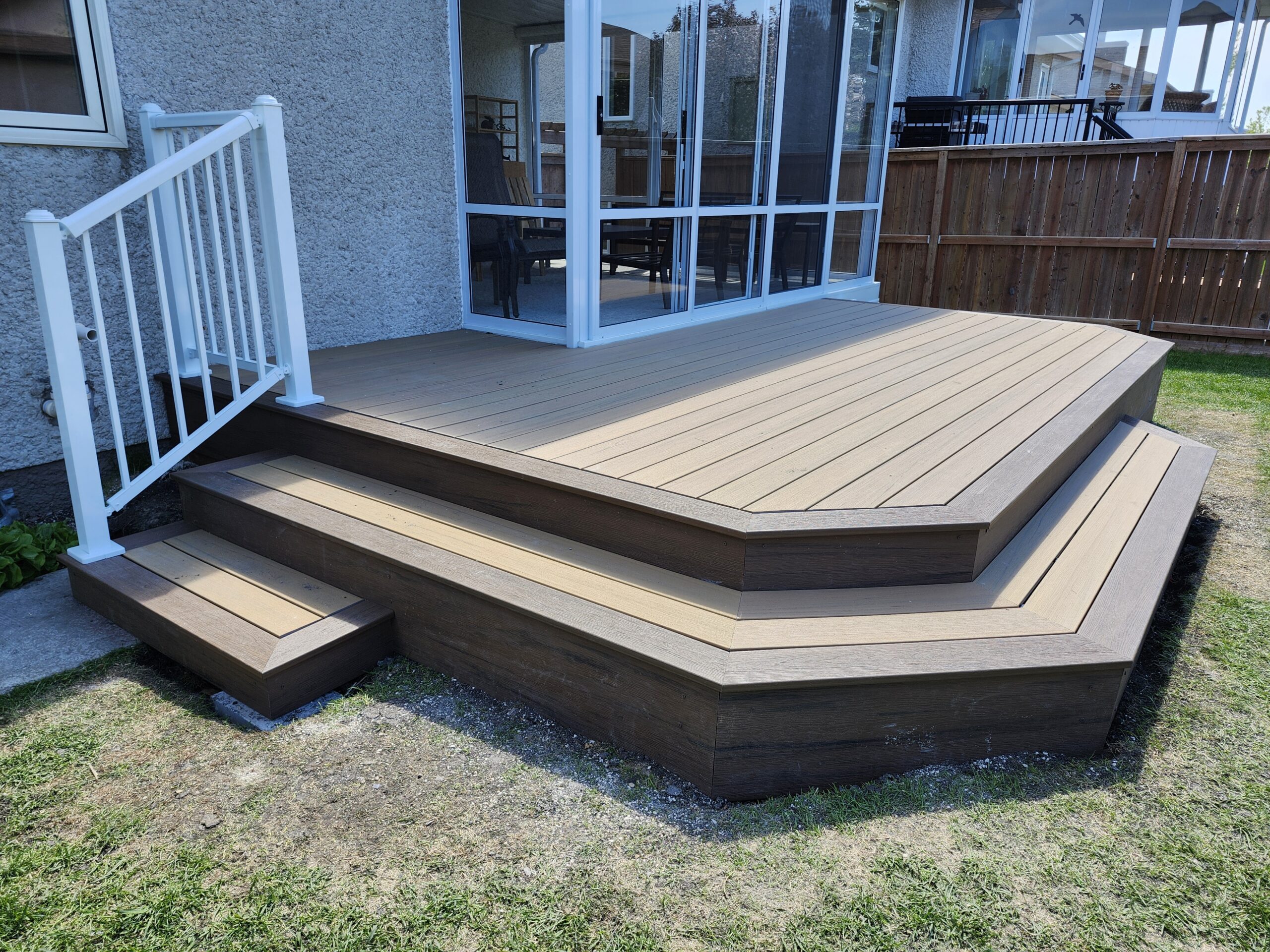 custom deck and metal railing